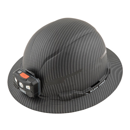 Klein Tools 60346, Hard Hat, Premium KARBN™ Pattern, Non-Vented Full Brim, Class E, Lamp