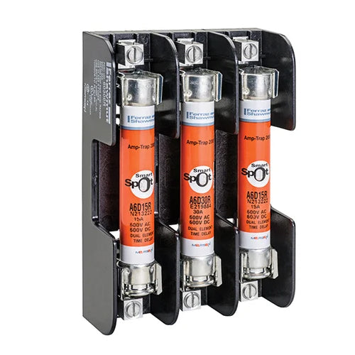Mersen 60358R, Class R Fuse Block, 3-Pole, 600VAC/DC, 30A, Copper Box Connector
