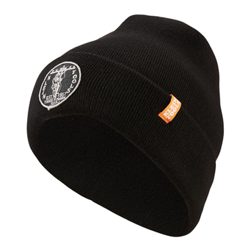 Klein Tools 60388, Heavy Knit Hat, Black, Vintage Patch Logo