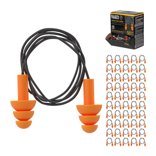 Klein Tools 6050350, Corded Earplugs, 50-Pair Dispenser Pack