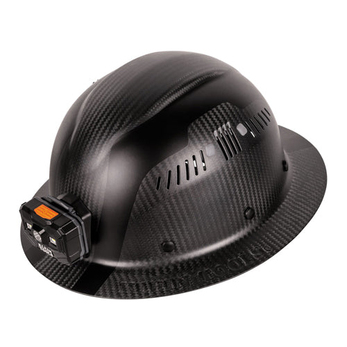 Klein Tools 60512, Klein Carbon Fiber Full Brim Hard Hat with Headlamp, Titan
