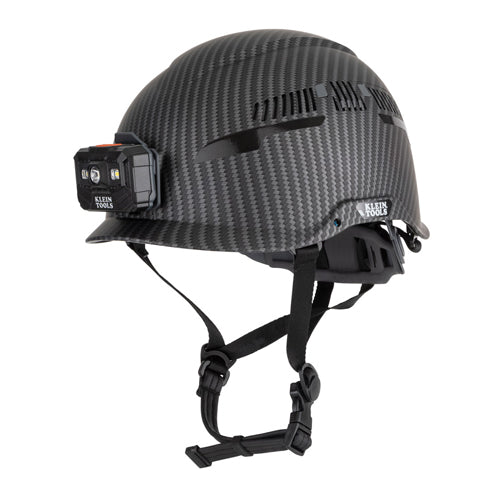 Klein Tools 60517, Safety Helmet, Premium KARBN™ Pattern, Vented, Class C, Headlamp