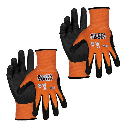 Klein Tools 60582, Knit Dipped Gloves, Cut Level A1, Touchscreen, X-Large, 2-Pair