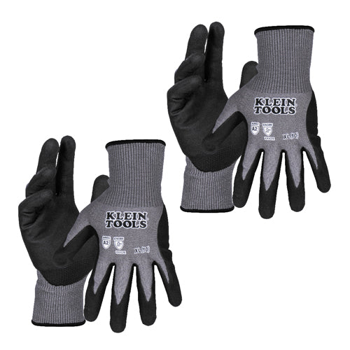 Klein Tools 60586, Knit Dipped Gloves, Cut Level A2, Touchscreen, X-Large, 2-Pair