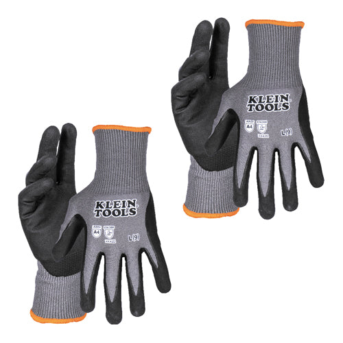Klein Tools 60589, Knit Dipped Gloves, Cut Level A4, Touchscreen, Large, 2-Pair