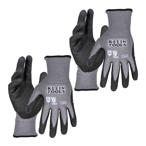 Klein Tools 60590, Knit Dipped Gloves, Cut Level A4, Touchscreen, X-Large, 2-Pair