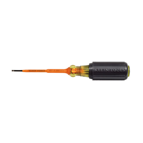 Klein Tools 607-3-INS, Insulated Screwdriver, 3/32-Inch Cabinet, 3-Inch Round Shank