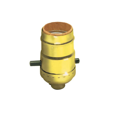 Leviton 6098-PG, Aluminum Shell Incandescent Lampholder, Medium Base Complete, Push-Through, Single Circuit, 1/8 IPS Tapped Bushing Less Set Screw, Brass