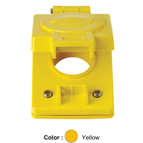 Leviton 60W03, Wetguard Watertight Cover with Gasket for 15A Straight Blade and 15A Locking Box Mount Single Flush Receptacles, Yellow