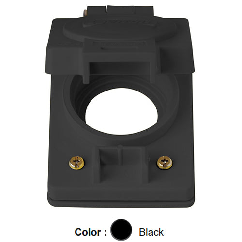 Leviton 60W04-B, Wetguard Watertight Cover with Gasket for 20A Locking Box Mount Single Flush Receptacles, Black