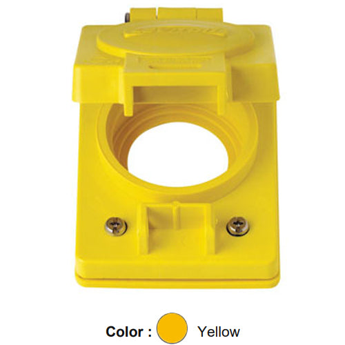 Leviton 60W04, Wetguard Watertight Cover with Gasket for 20A Locking Box Mount Single Flush Receptacles, Yellow