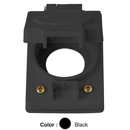 Leviton 60W05-B, Wetguard Watertight Cover with Gasket for 30A Locking Box Mount Single Flush Receptacles, Black