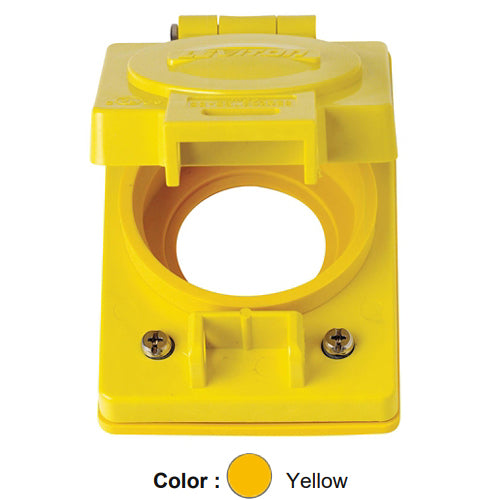 Leviton 60W05, Wetguard Watertight Cover with Gasket for 30A Locking Box Mount Single Flush Receptacles, Yellow