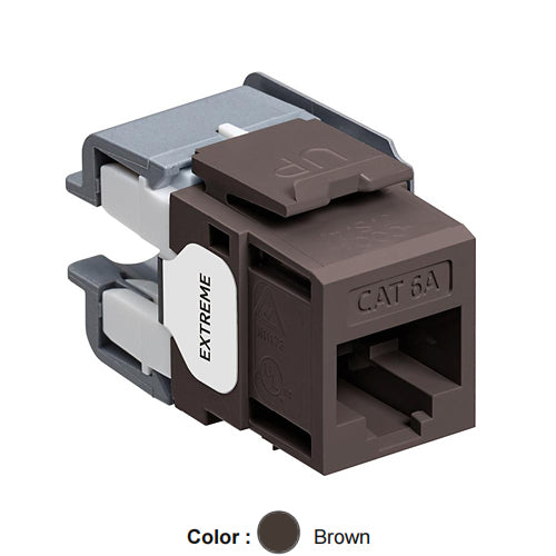 Leviton 6110G-RB6, EXTREME Cat 6A UTP Quickport Jack, Channel-Rated, Brown