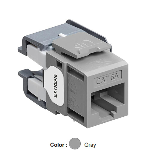 Leviton 6110G-RG6, EXTREME Cat 6A UTP Quickport Jack, Channel-Rated, Gray