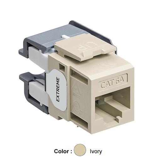 Leviton 6110G-RI6, EXTREME Cat 6A UTP Quickport Jack, Channel-Rated, Ivory