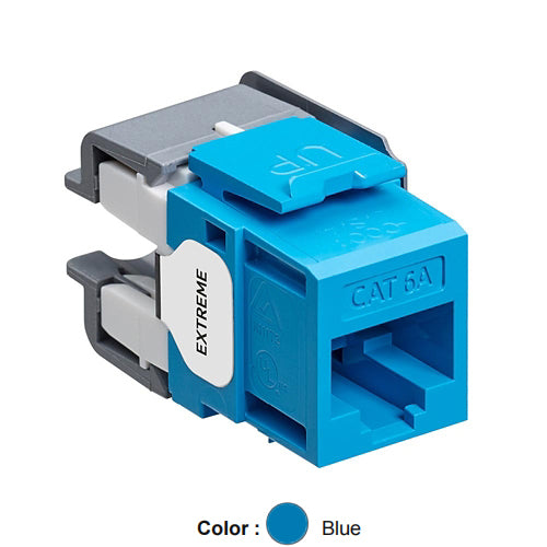 Leviton 6110G-RL6, EXTREME Cat 6A UTP Quickport Jack, Channel-Rated, Blue
