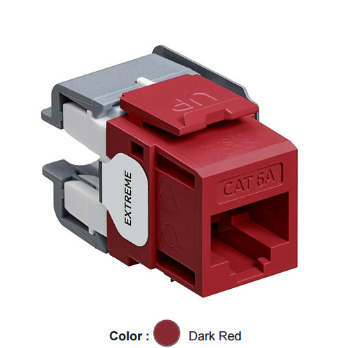 Leviton 6110G-RR6, EXTREME Cat 6A UTP Quickport Jack, Channel-Rated, Dark Red