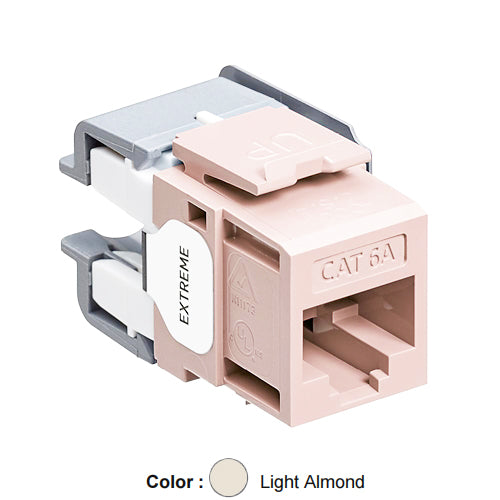 Leviton 6110G-RT6, EXTREME Cat 6A UTP Quickport Jack, Channel-Rated, Light Almond