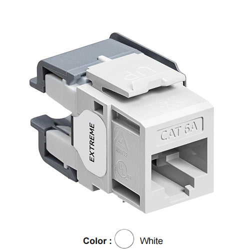 Leviton 6110G-RW6, EXTREME Cat 6A UTP Quickport Jack, Channel-Rated, White