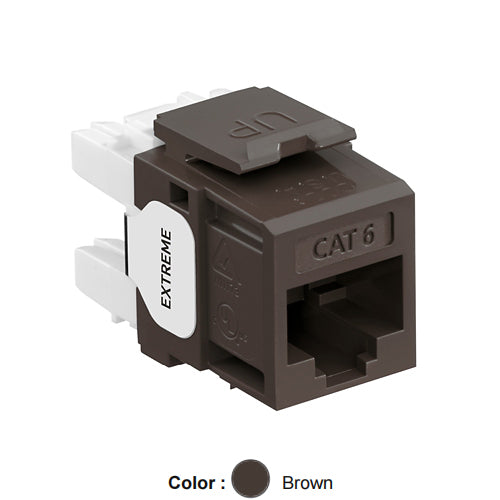 Leviton 61110-RB6, EXTREME Cat 6 UTP Quickport Jack, Brown