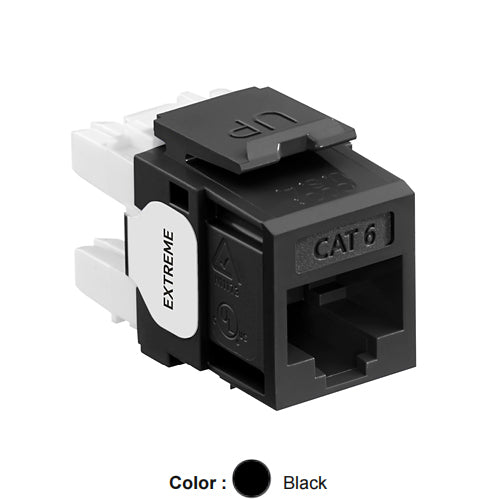 Leviton 61110-RE6, EXTREME Cat 6 UTP Quickport Jack, Black