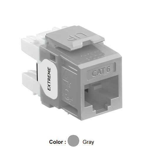 Leviton 61110-RG6, EXTREME Cat 6 UTP Quickport Jack, Gray