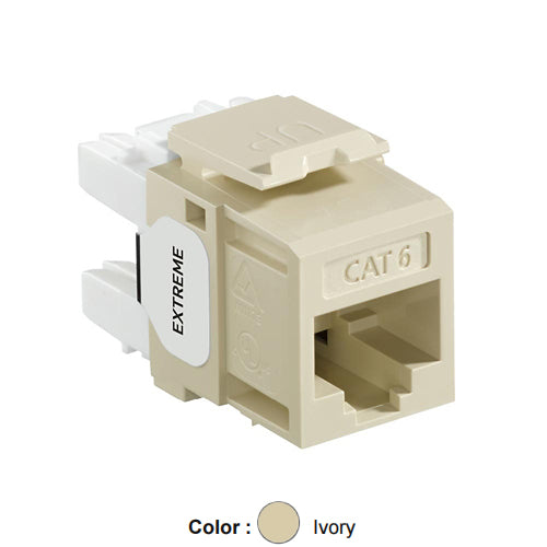Leviton 61110-RI6, EXTREME Cat 6 UTP Quickport Jack, Ivory