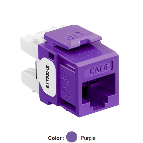 Leviton 61110-RP6, EXTREME Cat 6 UTP Quickport Jack, Purple