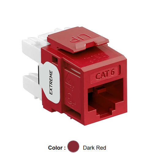 Leviton 61110-RR6, EXTREME Cat 6 UTP Quickport Jack, Dark Red