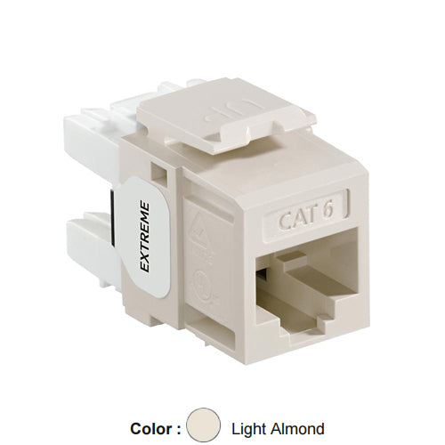 Leviton 61110-RT6, EXTREME Cat 6 UTP Quickport Jack, Light Almond