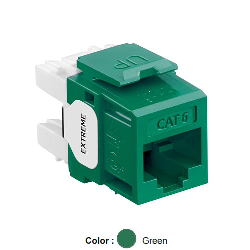 Leviton 61110-RV6, EXTREME Cat 6 UTP Quickport Jack, Green