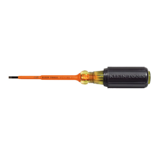 Klein Tools 612-4-INS, Insulated Screwdriver, 1/8-Inch Slotted, 4-Inch Round Shank