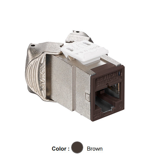 Leviton 61SJK-RB6, ATLAS-X1 Cat 6 Shielded Quickport Jack, Brown