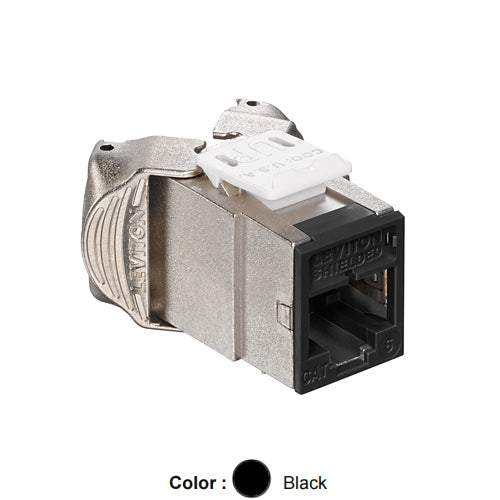 Leviton 61SJK-RE6, ATLAS-X1 Cat 6 Shielded Quickport Jack, Black