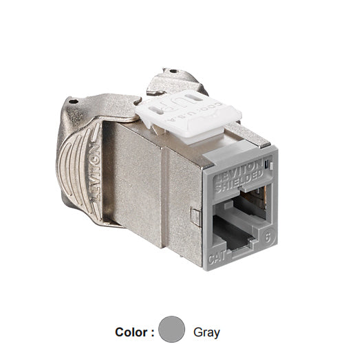 Leviton 61SJK-RG6, ATLAS-X1 Cat 6 Shielded Quickport Jack, Gray