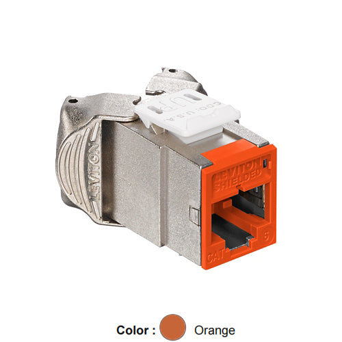 Leviton 61SJK-RO6, ATLAS-X1 Cat 6 Shielded Quickport Jack, Orange