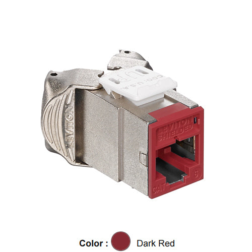 Leviton 61SJK-RR6, ATLAS-X1 Cat 6 Shielded Quickport Jack, Dark Red