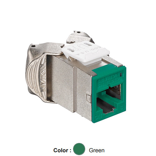 Leviton 61SJK-RV6, ATLAS-X1 Cat 6 Shielded Quickport Jack, Green