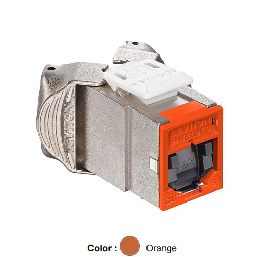 Leviton 61SJK-SO6, ATLAS-X1 Cat 6 Shielded Quickport Jack with Shutters, Orange