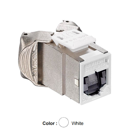 Leviton 61SJK-SW6, ATLAS-X1 Cat 6 Shielded Quickport Jack with Shutters, White