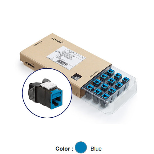 Leviton 61UJK-CL6, ATLAS-X1 Cat 6 UTP Quickport Jack, Blue, 12-Pack (Includes 12 Jacks and 12 Cones of Silence)