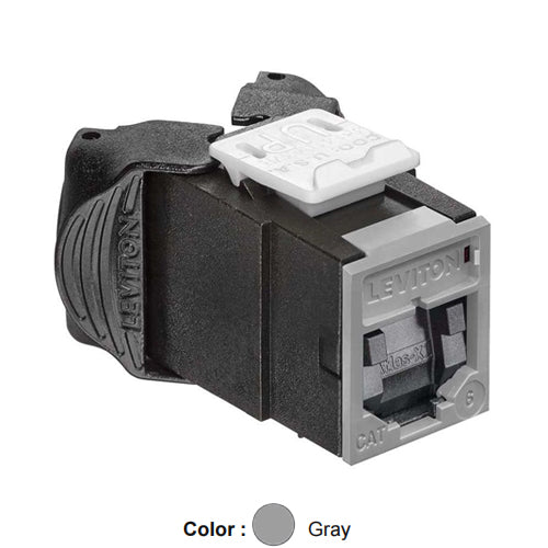 Leviton 61UJK-SG6, ATLAS-X1 Cat 6 UTP Quickport Jack with Shutters, Gray