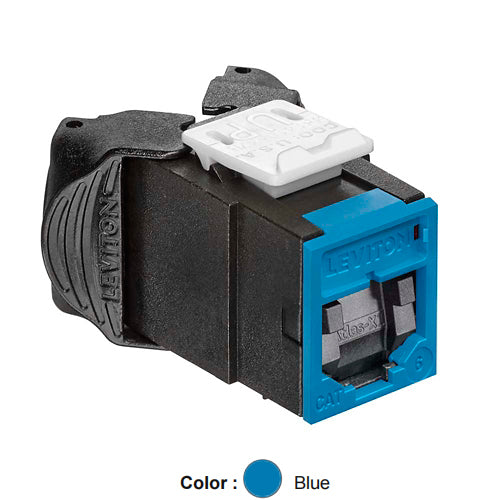 Leviton 61UJK-SL6, ATLAS-X1 Cat 6 UTP Quickport Jack with Shutters, Blue