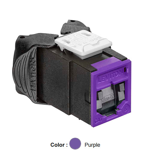 Leviton 61UJK-SP6, ATLAS-X1 Cat 6 UTP Quickport Jack with Shutters, Purple