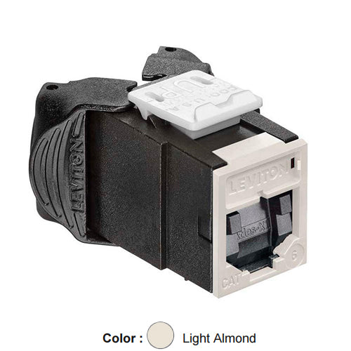 Leviton 61UJK-ST6, ATLAS-X1 Cat 6 UTP Quickport Jack with Shutters, Light Almond