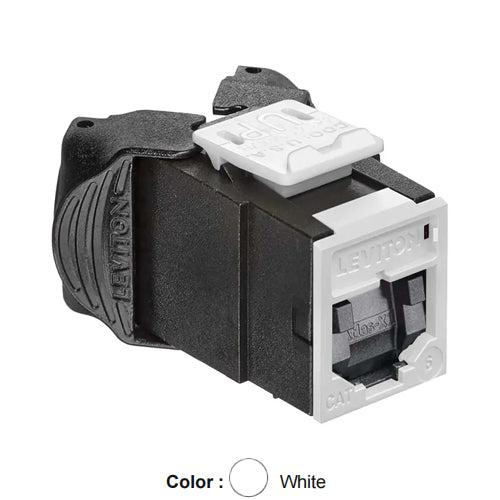 Leviton 61UJK-SW6, ATLAS-X1 Cat 6 UTP Quickport Jack with Shutters, White