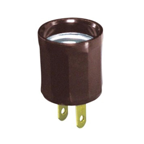 Leviton 61, Indoor Outlet to Lampholder Adapter, Medium Base, 15 Amp, 660 Watt, 125 Volt, Brown, 2 Packs