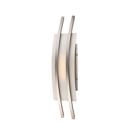 Satco 62-102, Trax, LED Wall Sconce with Frosted Glass, 120V, 10W, 800 Lumens, 3000K Warm White, Brushed Nickel Finish