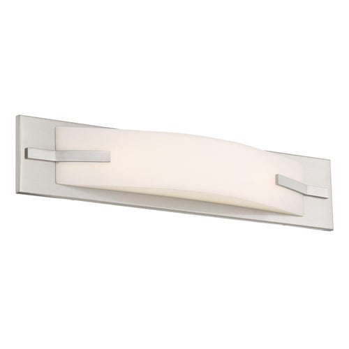 Satco 62-1081, Bow, 20" LED Vanity with White Acrylic Diffuser, 120V, 13W, 3000K Warm White, 1040 Lumens, Dimmable, Brushed Nickel Finish